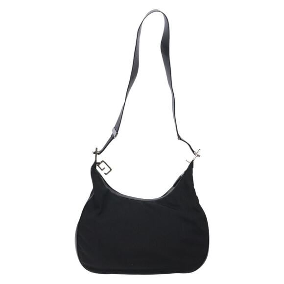 GUCCI Shoulder Bag Nylon Leather Black Silver 001 001 - Picture 3 of 12